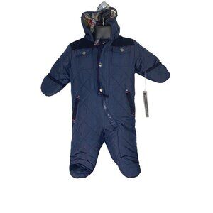 Rothschild Baby Unisex Snowsuit One-Piece Blue Hooded Pocket Zip 3-6 Months New
